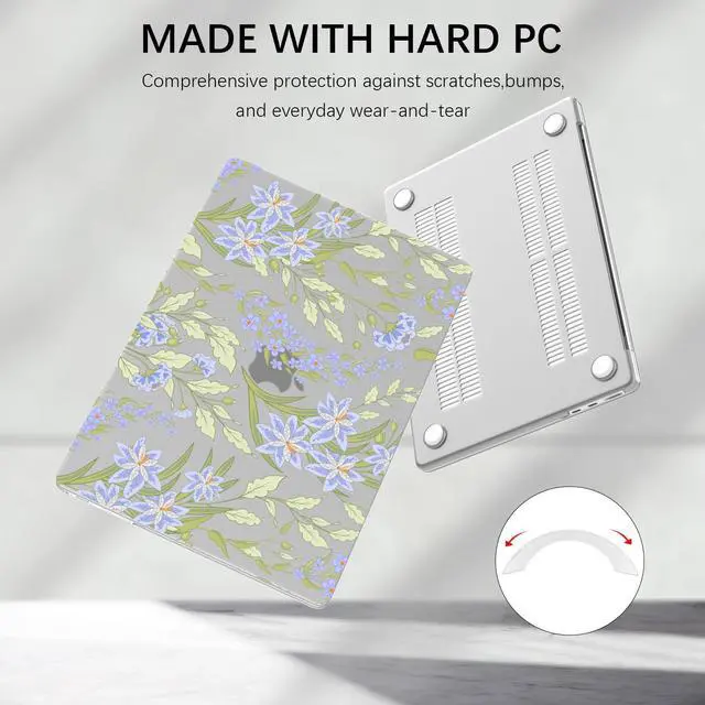 Alt view image 5 of 5 - Idocolors Compatible with MacBook Air 13 inch Case, 2021-2018 Release M1 A2337 A2179 A1932, Elegant Flower Protective Hard Shell Case, Transparent Frosted Protective Case Anti Scratch Cover, Purple