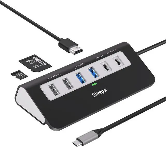 Main image of USB C Hub, 9-in-1 USB C Hub Multiport Adapter with 4K HDMI, PD 100W, 9-Port USB 3.2/USB C Hub with 10Gbps 65W Power Adapter and 3.3FT Cable, Aluminum USB Hub for Laptop, iPhone 16/15, PC