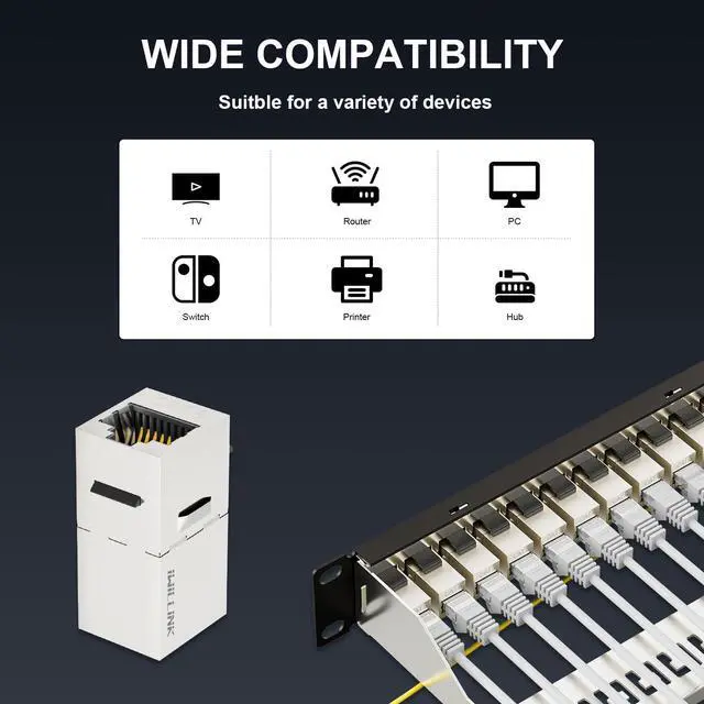 Alt view image 2 of 5 - iwillink 10Gbps Patch Panel 12 Port, RJ45 Through Coupler Cat6 Patch Panel STP Shielded with Back Bar, 10'' Wallmount or Rackmount, Compatible with Cat5, Cat5e, Cat6 Cabling