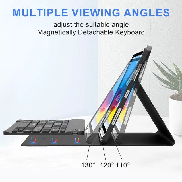 Alt view image 5 of 5 - IVEOPPE for iPad 11th 10th Generation Case with Keyboard, Magnetic Detachable Keyboard Case, Wireless Bluetooth Keyboard, iPad 11th A16 11 inch 2025 &10th 10.9 inch 2022, Rechargeable Portable, Black