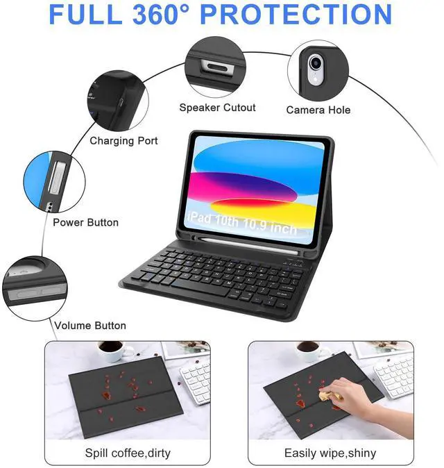 Alt view image 4 of 5 - IVEOPPE for iPad 11th 10th Generation Case with Keyboard, Magnetic Detachable Keyboard Case, Wireless Bluetooth Keyboard, iPad 11th A16 11 inch 2025 &10th 10.9 inch 2022, Rechargeable Portable, Black
