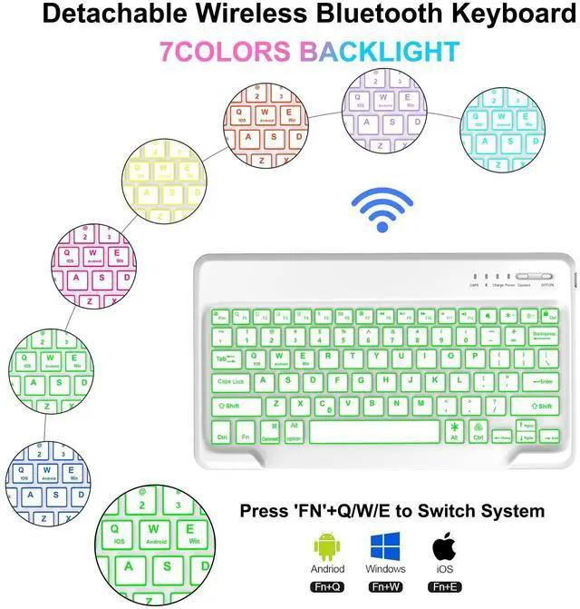 Alt view image 3 of 5 - IVEOPPE Keyboard Case for Xiaomi Redmi Pad Pro 12.1 Inch 2024/Xiaomi Poco Pad 12.1", 7 Colors Backlit, Detachable Bluetooth Wireless Keyboard Slim PU Stand Cover with Pencil Holder,Green