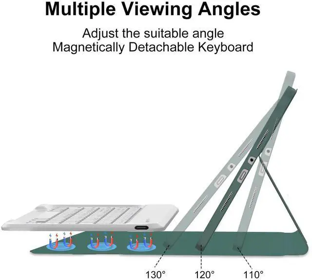 Alt view image 5 of 5 - IVEOPPE for Redmi Pad Pro Keyboard with Case for Xiaomi Redmi Pad Pro 12.1 inch 2024/Xiaomi Poco Pad 12.1" PU Leather Cover Detachable Bluetooth Wireless Keyboard with Pencil Holder,Deep Green