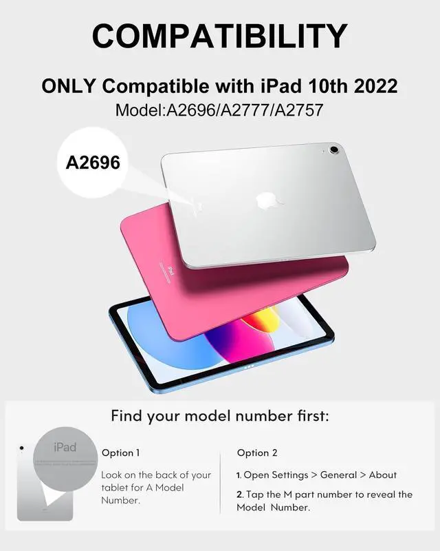 Alt view image 2 of 5 - for iPad 11th 10th Generation Case with Keyboard, Detachable Wireless Bluetooth Keyboard,Slim Folio Cover for iPad 11th A16 11 inch 2025 & 10th Gen 10.9 Inch 2022, Lightwight Long Battery Life, Grey