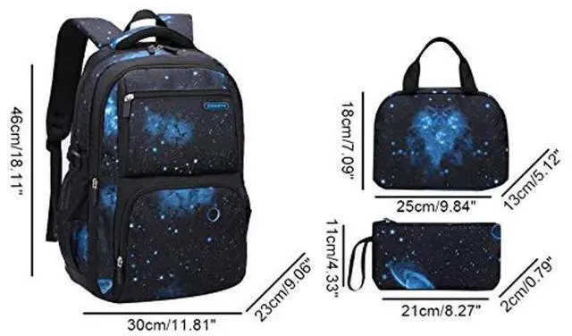 Alt view image 2 of 5 - JiaYou Space Pattern Galaxy Backpack Boys Primary Junior Middle School Daypack Men High Middle School Laptop Bag(Star-Dark Blue,3Pcs Backpack Set)