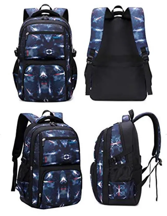 Alt view image 3 of 5 - JiaYou Space Pattern Galaxy Backpack Boys Primary Junior Middle School Daypack Men High Middle School Laptop Bag(Star-Dark Blue,3Pcs Backpack Set)