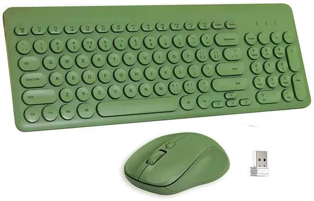 Main image of Wireless Keyboard and Mouse Combo,JieruiDeng 2.4Ghz USB Cordless Full-Sized Colorful Keyboard with Numeric Keypad and Noisless Mice Set for Computer Laptop PC Gamer (Green)