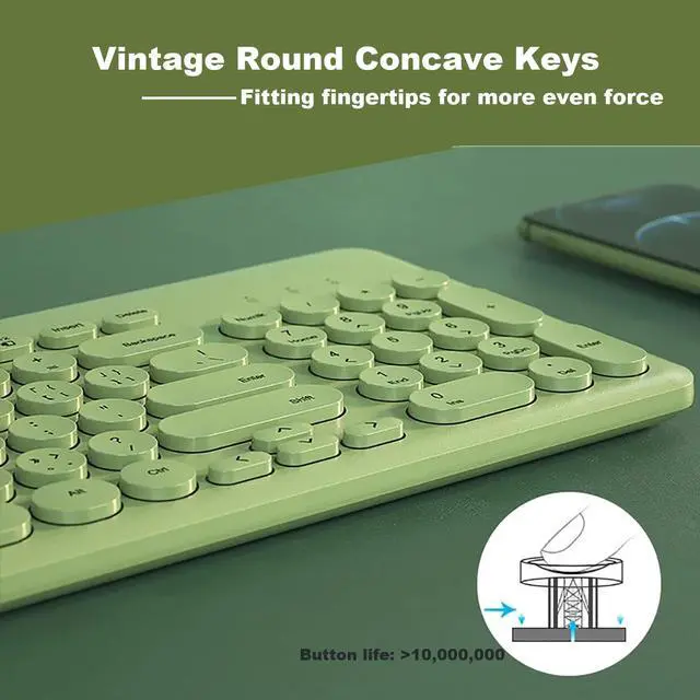 Alt view image 5 of 5 - Wireless Keyboard and Mouse Combo,JieruiDeng 2.4Ghz USB Cordless Full-Sized Colorful Keyboard with Numeric Keypad and Noisless Mice Set for Computer Laptop PC Gamer (Green)