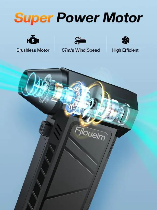 Alt view image 2 of 5 - Multi Functional Fan Air Duster - Violent Fan Suitable for Cars, Houses, Computer Keyboards, and Outdoor use; 4-Speed Adjustable Wind Drying, dust Removal, air Blowing and Suction 130000RPM