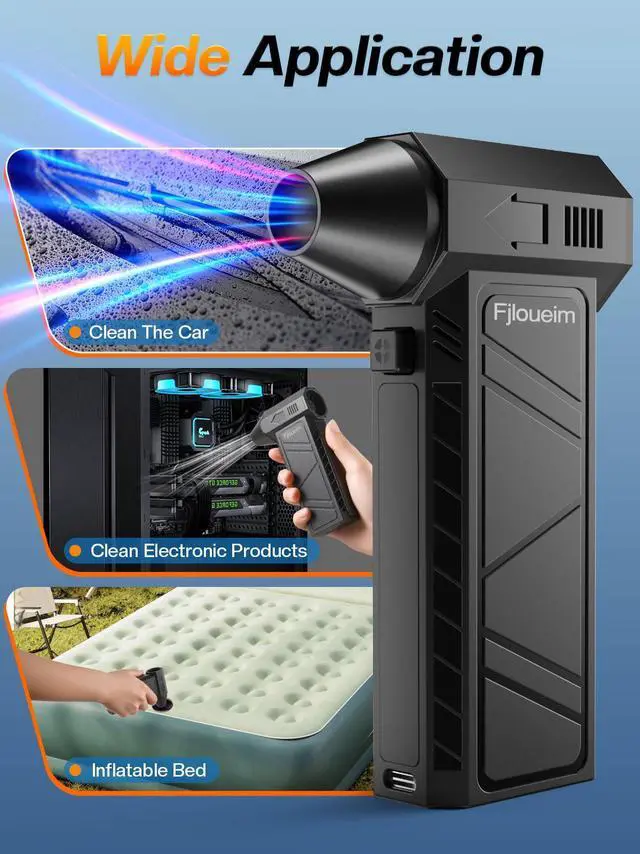 Alt view image 4 of 5 - Multi Functional Fan Air Duster - Violent Fan Suitable for Cars, Houses, Computer Keyboards, and Outdoor use; 4-Speed Adjustable Wind Drying, dust Removal, air Blowing and Suction 130000RPM
