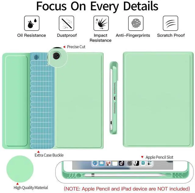 Alt view image 4 of 5 - JUQITECH iPad 9th Generation Case with Keyboard 10.2, Backlit Wireless Bluetooth Magnetic Keyboard Case for iPad 9th 8th 7th Gen 2021 2020 2019 Stand Tablet Smart Cover, Pencil Holder, Light Green
