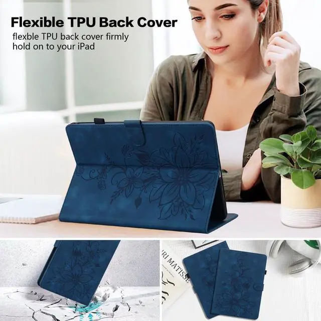Alt view image 5 of 5 - KEFBWAO Case for All-New  Fire HD 10 and 10 Plus Tablet (13th/11th Generation, 2023/2021 Release), Magnetic Clasp Stand Leather Case with Pen Holder for Fire HD 10 2023 Tablet, Blue