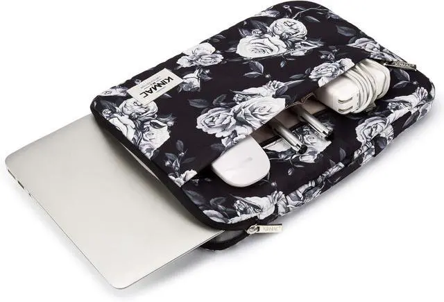 Alt view image 3 of 5 - Kinmac 360° Protective Laptop Sleeve Case Bag Cover with Handle for MacBook Pro 16 inch,16 inch HP,Lenovo,Dell,ASUS,Acer Ultrabook and Business Laptop (White Rose)