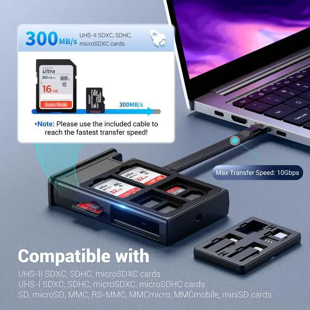 Alt view image 3 of 5 - 1 + 1 Card Reader: Cable Card High-Speed SD Card Reader Case with SD Card Reader for iPhone/ipad/MacBook