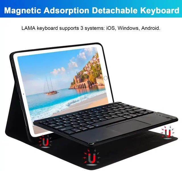 Alt view image 3 of 5 - LAMA Touchpad Keyboard Case for iPad 10.2" 9th 8th 7th Generation, iPad 9th Generation Case with Keyboard, Flip Stand Keyboard Case with Pencil Holder for iPad Air 10.5"(3rd Gen)/iPad Pro 10.5 in,BK