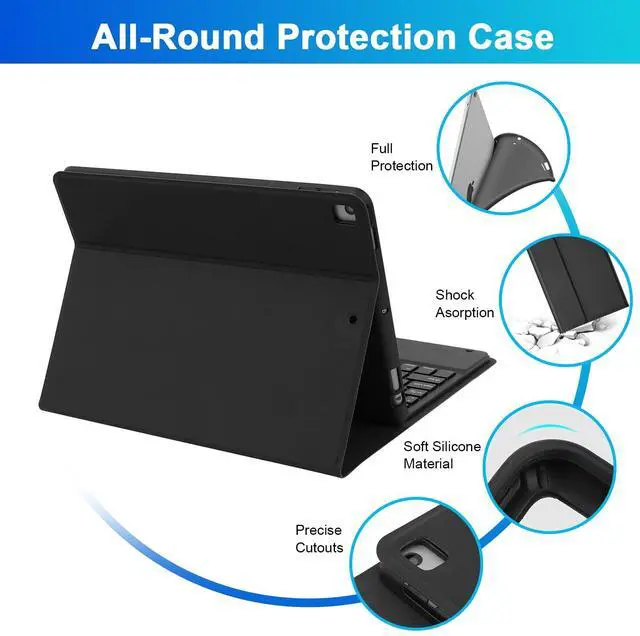 Alt view image 4 of 5 - LAMA Touchpad Keyboard Case for iPad 10.2" 9th 8th 7th Generation, iPad 9th Generation Case with Keyboard, Flip Stand Keyboard Case with Pencil Holder for iPad Air 10.5"(3rd Gen)/iPad Pro 10.5 in,BK