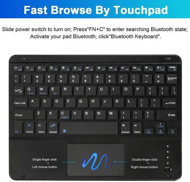 Alt view image 5 of 5 - LAMA Touchpad Keyboard Case for iPad 10.2" 9th 8th 7th Generation, iPad 9th Generation Case with Keyboard, Flip Stand Keyboard Case with Pencil Holder for iPad Air 10.5"(3rd Gen)/iPad Pro 10.5 in,BK