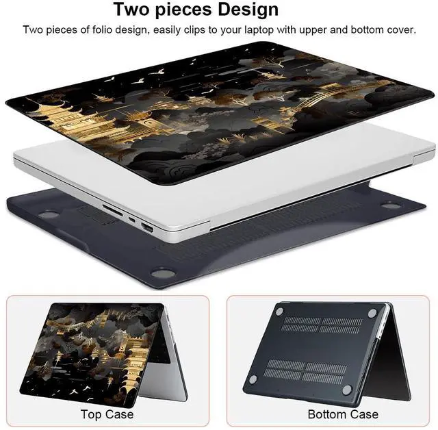 Alt view image 3 of 5 - LCMOCICO For 2024 MacBook Pro 14 inch Case M4 A3112 A3185 A3401 M3 A2918 A2992 A2779 M2 M1 A2442 Cover, Pattern Plastic Hard Shell Case for Macbook 14 2024 2023 2022 2021 Touch ID, Tide Illustration 1