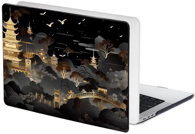 Alt view image 4 of 5 - LCMOCICO For 2024 MacBook Pro 14 inch Case M4 A3112 A3185 A3401 M3 A2918 A2992 A2779 M2 M1 A2442 Cover, Pattern Plastic Hard Shell Case for Macbook 14 2024 2023 2022 2021 Touch ID, Tide Illustration 1
