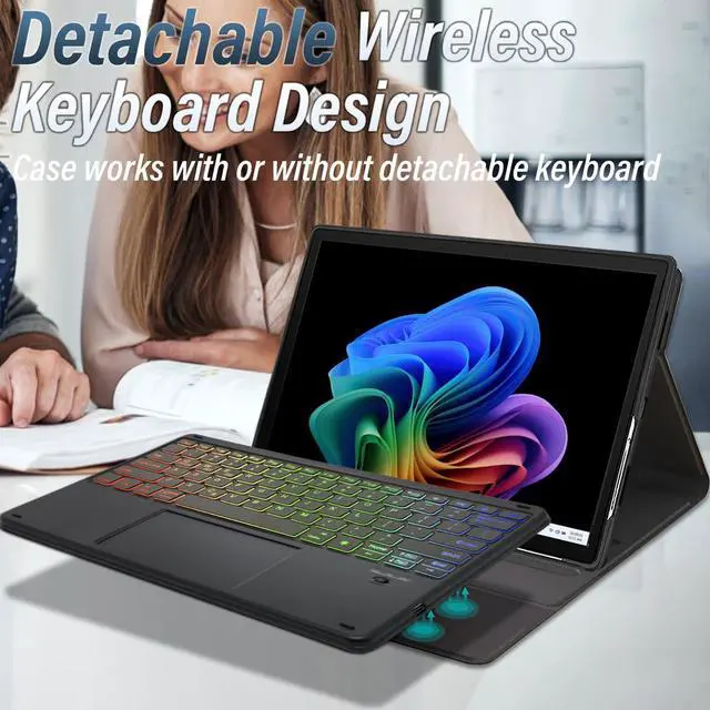 Alt view image 3 of 5 - Touchpad Keyboard Case for 13 Inch Microsoft Surface Pro 11 / Pro 10 / Pro 9, LDSOYIA Rainbow Backlit Wireless Trackpad Keyboard PU Cover Case for Surface 11th Edition AI 2024/Pro 10/Pro 9 5G