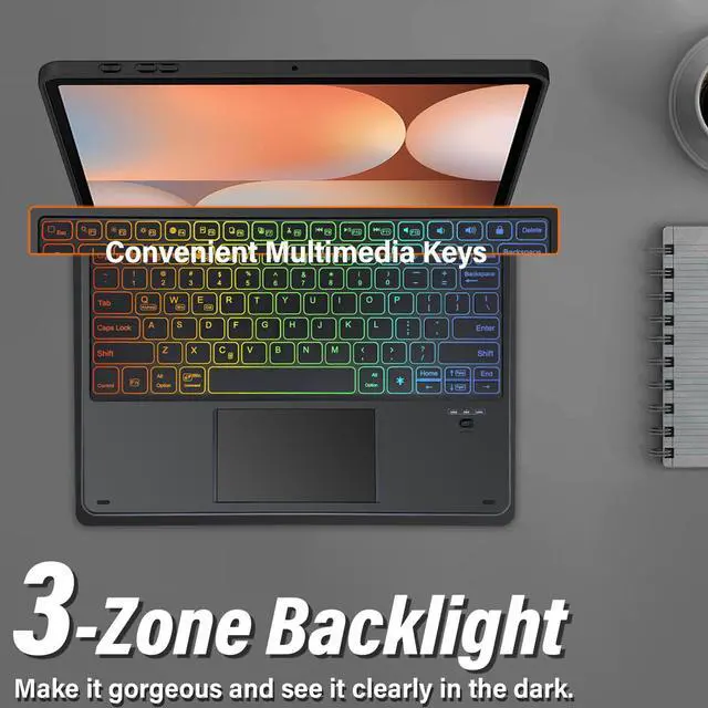 Alt view image 5 of 5 - Touchpad Keyboard Case for 13 Inch Microsoft Surface Pro 11 / Pro 10 / Pro 9, LDSOYIA Rainbow Backlit Wireless Trackpad Keyboard PU Cover Case for Surface 11th Edition AI 2024/Pro 10/Pro 9 5G