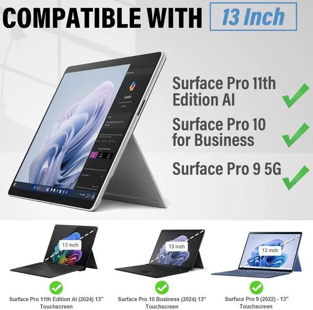 Alt view image 2 of 5 - Touchpad Keyboard Case for 13 Inch Microsoft Surface Pro 11 / Pro 10 / Pro 9, LDSOYIA Rainbow Backlit Wireless Trackpad Keyboard PU Cover Case for Surface 11th Edition AI 2024/Pro 10/Pro 9 5G