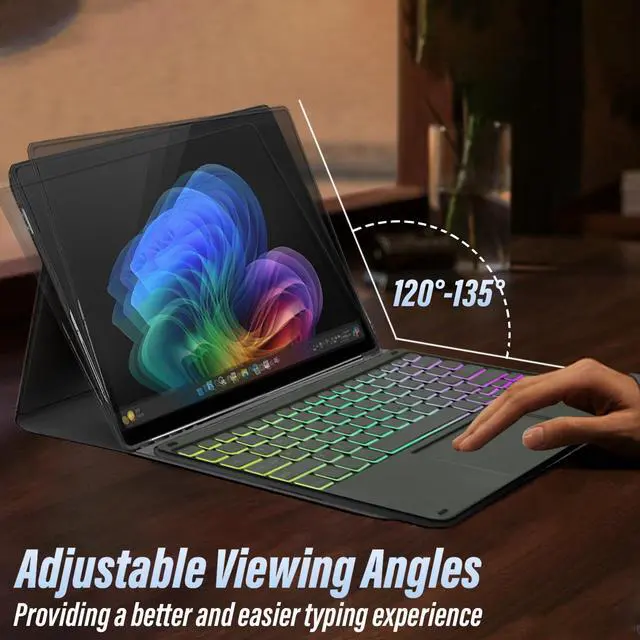 Alt view image 4 of 5 - Touchpad Keyboard Case for 13 Inch Microsoft Surface Pro 11 / Pro 10 / Pro 9, LDSOYIA Rainbow Backlit Wireless Trackpad Keyboard PU Cover Case for Surface 11th Edition AI 2024/Pro 10/Pro 9 5G