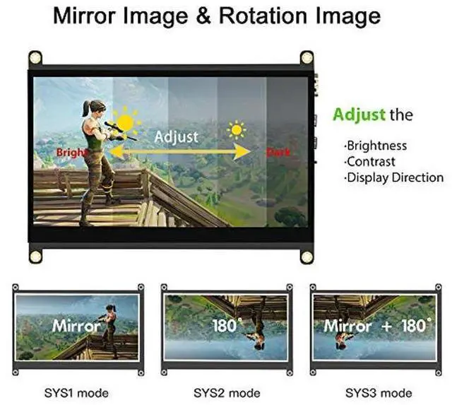 Alt view image 3 of 5 - LESOWN New! Touch Screen 7 inch Display IPS 1024x600 HDMI Display, USB Powered Capacitive Touchscreen with Dual Speakers for Raspberry Pi 4 3 Windows AIDA64 Temperature CPU Monitoring