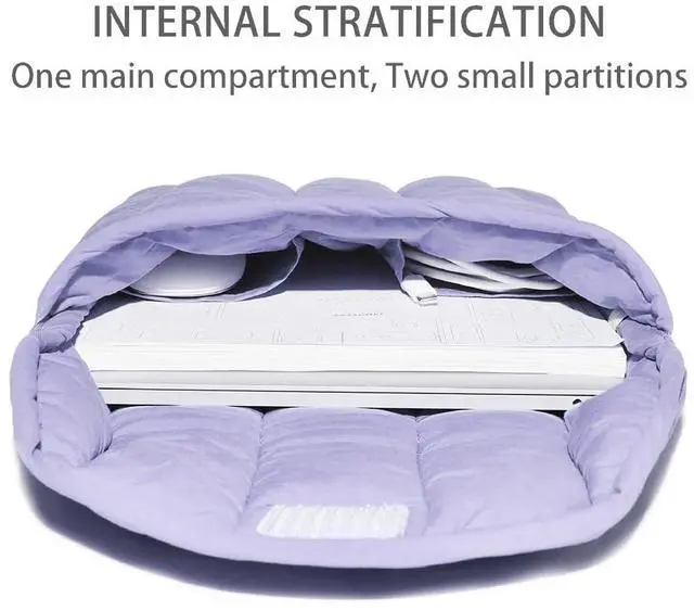 Alt view image 3 of 5 - Puffy Laptop Sleeve 15-16 Inch Purple, Protective Carrying Case for Men and Women, Cute Case Bag Compatible with 15 Inch and 16 Inch Laptops, for MacBook Air M2 M1, Asus/Dell Xps/Lenovo in Cover