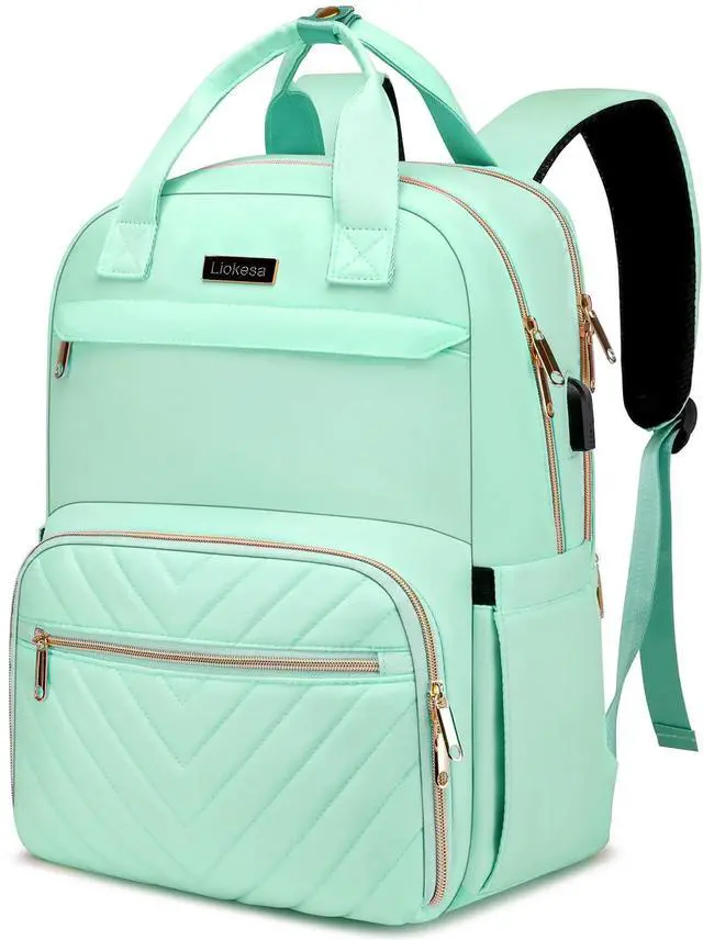 Main image of Liokesa Lunch Backpack for Women, Water Resistant Insulated Cooler Lunch Bag, 15.6 inch Laptop Backpacks with USB Port, Picnic Backpack with Lunch Box, for College Work Camping Beaches, Teal