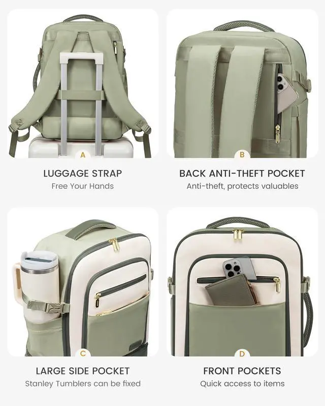 Alt view image 5 of 5 - LOVEVOOK Travel Backpack for Women with Shoes Compartment,40L Personal Item Travel Bag Flight Approved Carry On Backpack with 2 Packing Cubes,Large Casual Weekender Luggage Daypack