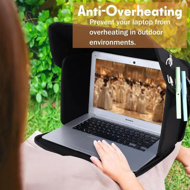 Alt view image 4 of 5 - LOTCAIN Laptop Sun Shade Laptop Sun Glare Shield Privacy Screen Hood Lightweight Laptop Sunshade Bag for Working Outside Portable Shield Cover 15-16'' (Patent Pending)