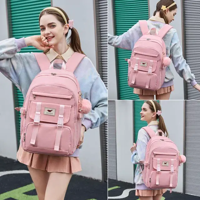 Alt view image 5 of 5 - LXYGD Backpack for Girls,Laptop Backpacks 15.6 Inch School Bag Cute Backpacks for Women Students Aesthetic College Bookbag Travel Daypack (Pink)
