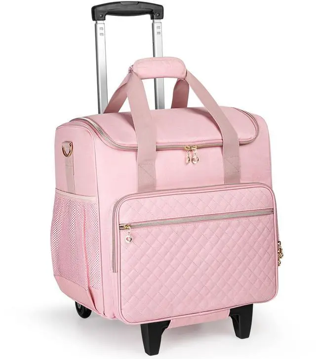 Main image of LUXJA Rolling Teacher Bag with Laptop Compartment and Detachable Dolly, Multifunctional Rolling Teacher Tote Bag (Patent Pending), Pink