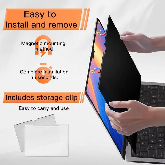 Alt view image 5 of 5 - Privacy Screen MacBook Pro 16 Inch 2021-2024 (M1-M2-M3-M4,), Magnetic Removable Anti Blue Light Glare Filter Privacy Screen Protector