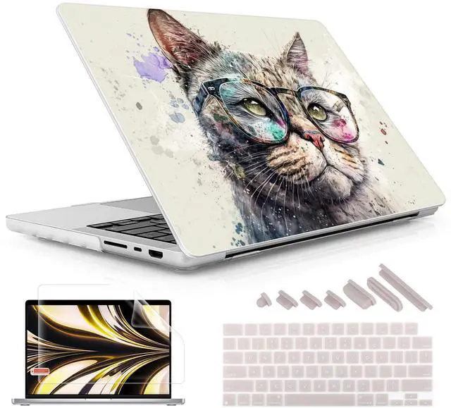 Main image of May Chen Case for M4 MacBook Pro 16 inch Case A3403 A3186, M3 A2991 M2 A2780 M1 A2485 Chip 2021-2024 Release, Surface Hard Shell Cover Case with Screen Protector & Keyboard Cover, Cute Cat