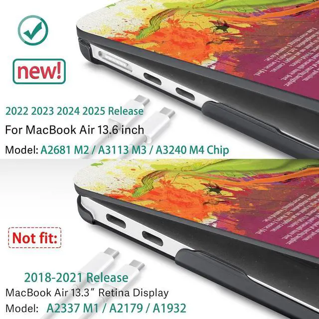 Alt view image 3 of 5 - May Chen for M4 MacBook Air 13.6 Inch Case 2025 2024 2023 2022 Release Models: A3240 A3113 M3 A2681 M2, Plastic Hard Shell Case for MacBook Air 13.6" with Retina Display Fits Touch ID, Brain