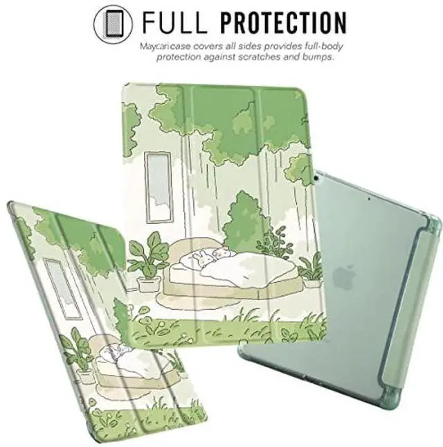 Alt view image 2 of 5 - MAYCARI Cartoon Rabbit Dog Case foriPad Pro 12.9 Inch 2022/2021/2020 with Pencil Holder, Cute iPad Pro 6th/5th/4th Generation Protective Case with Soft TPU Green, Auto Sleep/Wake Cover Slim Shell