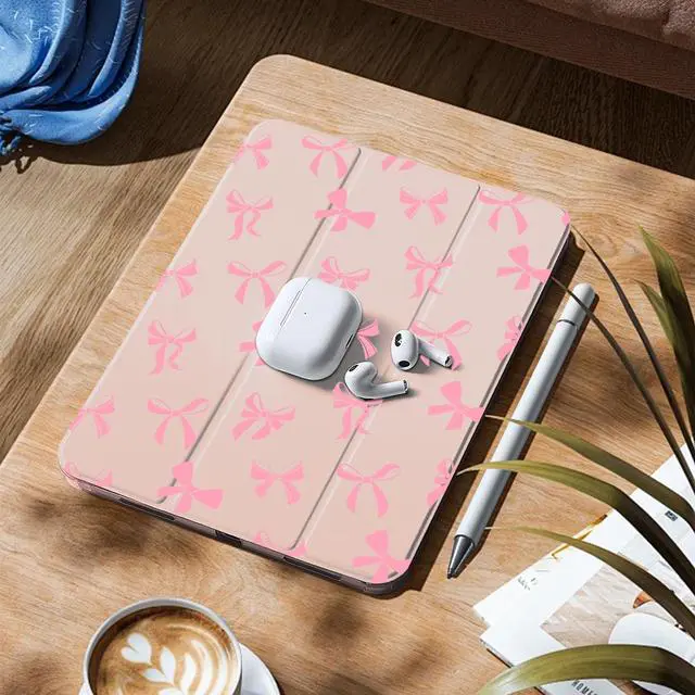 Alt view image 4 of 5 - MAYCARI Cute Kawaii Bow Knot Compatible with 10.2-inch iPad (7th/8th/9th Generation) Case with Pencil Holder, Auto Sleep/Wake, Pink Girly Aesthetic Soft TPU Back Cover for iPad 7th/8th/9th Generation