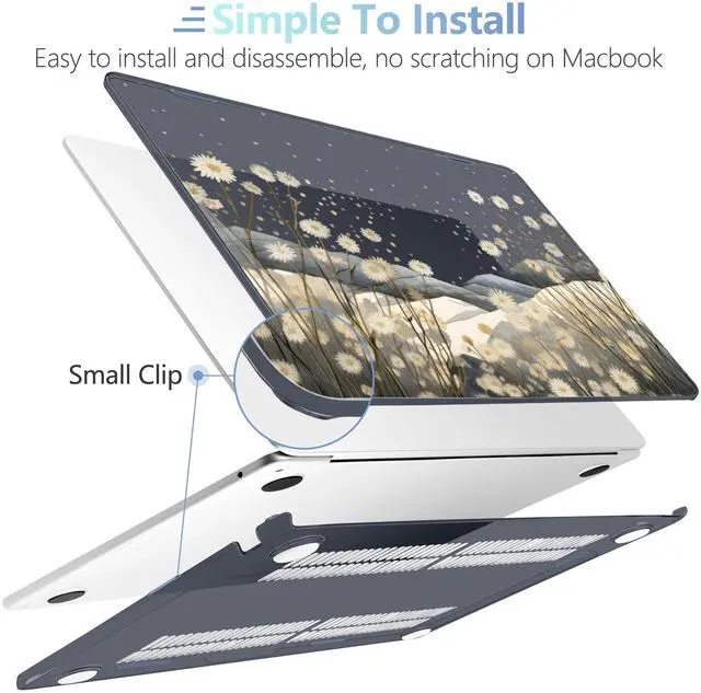 Alt view image 5 of 5 - MEEgoodo Case for MacBook Air 15 inch M4/M3/M2 2025 2024 2023, Case Fit Model (A3241/A3114/A2941) for MacBook Air 15-inch, Laptop with Keyboard & Camera Cover & OTG Adapter, Starry Wildflowers
