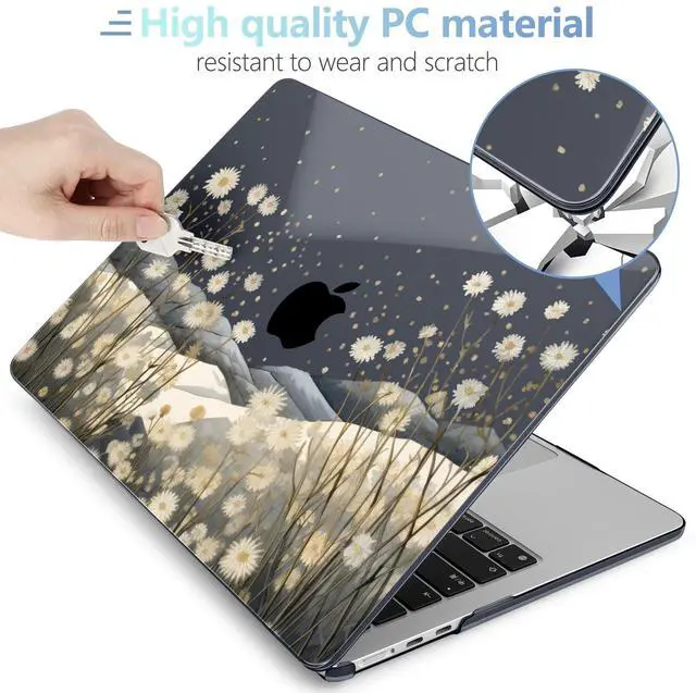 Alt view image 4 of 5 - MEEgoodo Case for MacBook Air 15 inch M4/M3/M2 2025 2024 2023, Case Fit Model (A3241/A3114/A2941) for MacBook Air 15-inch, Laptop with Keyboard & Camera Cover & OTG Adapter, Starry Wildflowers