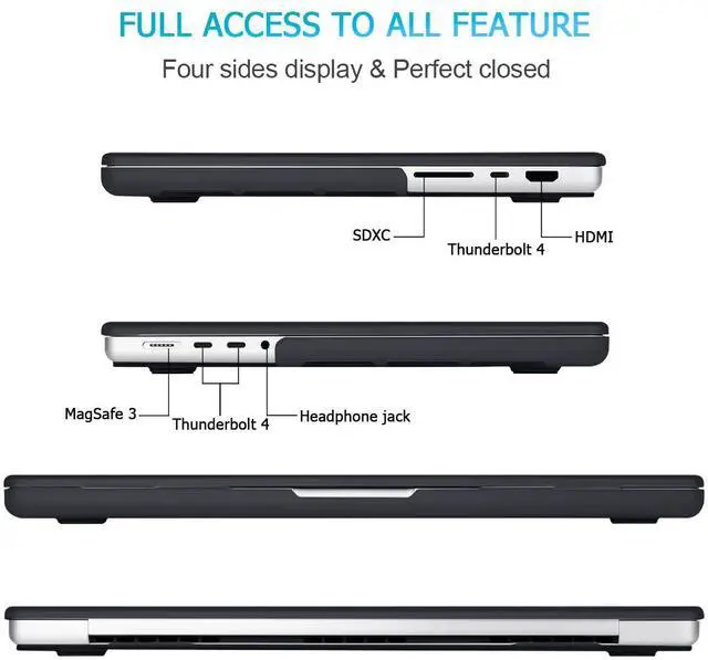 Alt view image 5 of 5 - Mektron Case for MacBook Pro 14 inch 2024 2023 2021 Model M4 A3112 A3401 A3185 M3 A2918 A2992 M2 A2779 M1 A2442 Pro/Max, Plastic Hard Shell Case Cover for MacBook Pro 14" with Touch ID, Black