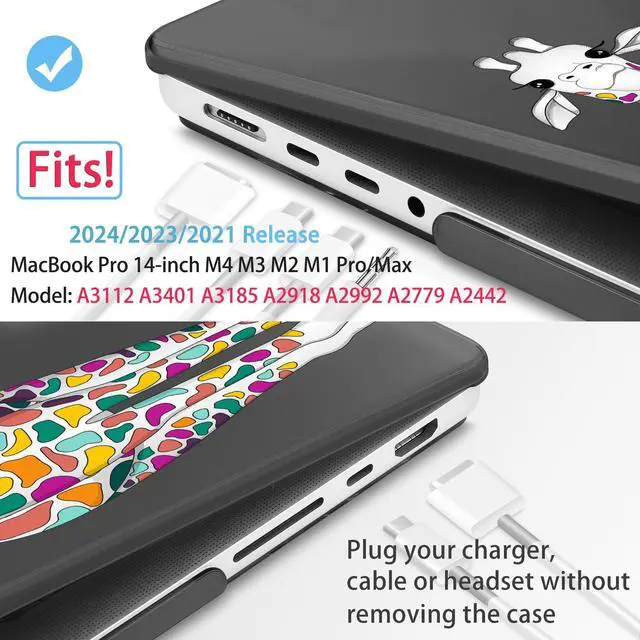 Alt view image 2 of 5 - Mektron Case for MacBook Pro 14 inch 2024 2023 2021 Model M4 A3112 A3401 A3185 M3 A2918 A2992 M2 A2779 M1 A2442 Pro/Max, Plastic Hard Shell Case Cover for MacBook Pro 14" with Touch ID, Black