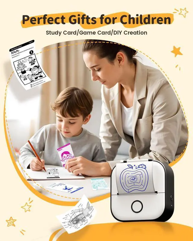 Alt view image 4 of 5 - Memoqueen Mini Sticker Printer, T02 Sticker Maker Machine, Blutooth Portable Thermal Printer, Wireless Inkless Printing, for Memo, Study Notes, Work Plans, Compatible with iOS & Android, Black