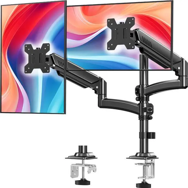 Main image of Dual Monitor Stand for Desk, Taller Monitor Arms for 2 Screens up to 32 inch, Ergonomic Adjustable Gas Spring Double Computer Monitor Mount, Holds 4.4-22lbs, VESA 75/100mm, Black, Freelift