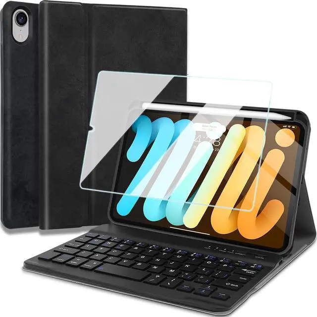 Main image of Nanhent Keyboard Case with Screen Protector for iPad Mini (A17 Pro, 2024 Model, 7th Generation) / Mini 6 (2021 Model, 6th Generation), Slim PU Stand Cover with Detachable Wireless Bluetooth Keyboard