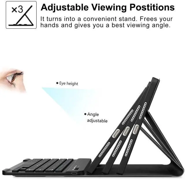 Alt view image 4 of 5 - Nanhent Keyboard Case with Screen Protector for iPad Mini (A17 Pro, 2024 Model, 7th Generation) / Mini 6 (2021 Model, 6th Generation), Slim PU Stand Cover with Detachable Wireless Bluetooth Keyboard