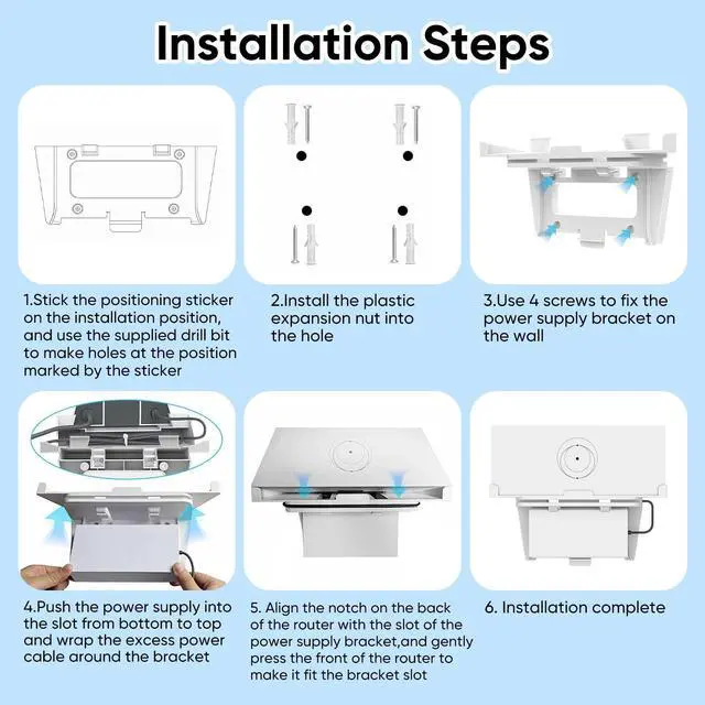 Alt view image 5 of 5 - Starlink Router Wall Mount Kit, 2-in-1 Starlink Gen 3 Mount for Mesh WiFi Router & Power Supply, Compatible with Starlink V3 Dish Accessories, Standard Mounting Space-Saving Kit for Home & Office Use