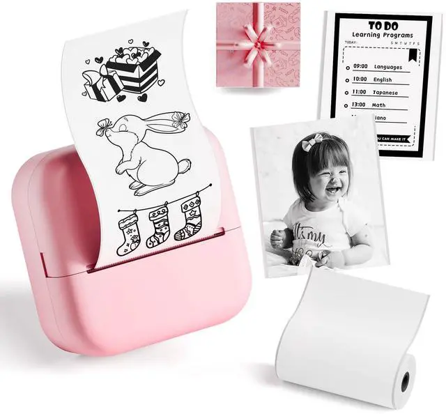 Alt view image 2 of 5 - NelkoGlobal Bluetooth Sticker Printer with 3 Rolls of 50mm*3.5m Mint Green/Lavender Purple/Light Orange Self-Adhesive Thermal Printer Paper