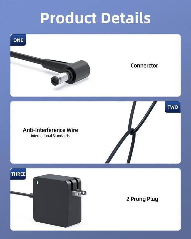 Alt view image 4 of 5 - Charger Fit for MSI PS42 CX62 CX72 Modern 14 A10RB A10M A10RAS Pro 16 Flex 8GL 16T 24X 10M Laptop,Cubi Series 2 3 5 Silent 10M 12M CubiN 8GL Cubi N JSL Mini PC Adapter Power Supply Cord (UL Listed)